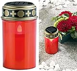 PEARL Grableuchte: Solar-LED-Grablicht mit Dauerlicht, rot (LED Grablicht mit Dämmerungssensor, Solar Grableuchte Ewiges Licht, Solarleuchte Lichtsensor)