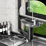 Vorfenster Küchenarmatur Edelstahl Gebürstet Ein Kaltes Schwanenhals Wasserhahn Küche Osmose 360° Rotation,Gebürstet