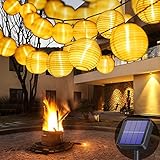 Lezonic Solar lichterkette aussen,6M 20 LED Solar lampions Wasserdicht 8 Modi solar laternen party deko, für Garten, Halloween, Hochzeiten, Terrasse, Innenhof (Warmweiß)