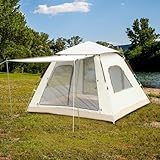 BKAZV Camping Zelt 4 Personen mit Veranda,UV Schutz 50+, Tragbares Strand-Schattenzelt, Zum Angeln,Wandern,Camping,Winddicht,Automatisches Instant Zelt für Wandern Trekking Outdoor 240x240x155cm