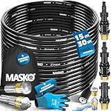 MASKO® Rohrreinigungsschlauch Set Abflussreiniger 15m, 200 bar inkl. Tasche 3 Adapter 2 Düsen + rotierend kompatibel mit Kärcher k2-k7 LAVOR Hochdruckreiniger universal Rohrreinigungsset