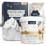 AMARI® 3D Handabdruck Set für Paare und Familie (Floral) – Gipsabdruck Set Hände – Gips Hand Gipsabdruck Paar Hände Gips Gibsabdruckset Gipshandabruck Geschenk