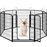 Yaheetech Welpenlaufstall 8-teilig 80cm, Hundeauslauf Einteilige Verriegelung, Verbindungsstangen mit rundem Kopf, Faltbare Freilaufgehege für Hunde Wohnung und Garten, Aufbau werkzeugfrei