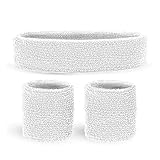 W WIDMANN MILANO Party Fashion - Schweißbänder Set 3-teilig, mit Stirnband und 2 Armbändern, Sport Accessoires, für 80er Jahre Trainingsanzug