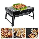 CAREDGO Holzkohlegrill Faltbar Campinggrill Klappgrill Holzkohle Tischgrill Klappbar Reisegrill 35*27*20cm Tragbarer Grill Holzkohle Camping Picknick Grill Kleiner Kohlegrill für Outdoor Party BBQ