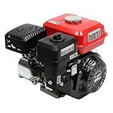 Benzinmotor 7,5PS (5,5kW) 4-Takt OHV Industriemotor Schwarz-Rot - 212cc Luftgekühlter Standmotor mit E-Starter & Seilzugstart für Gokarts/Baumaschinen/Landwirtschaft