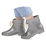 Gummistiefel Damen halbhoch hoch kurz Festival schwarz 42 bunt 40 39, Gummistiefel Kurz Damen Garten - Stiefel Atmungsaktiv Wasserdicht Gummi Vintage Regenstiefel Schwarz 38