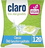 claro Classic Öko Geschirrspül-Tabs - 120 Spülmaschinen-Tabs - phosphatfrei, umweltfreundlich & vegan - wasserlösliche Folie