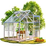 Gardebruk® Gewächshaus Aluminium 3,6m² mit Fundament 190x190cm inkl. Dachfenster Tomatenhaus Treibhaus Anzuchthaus Garten Frühbeet Aufzucht 5,8m³