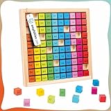 Ludo Lab® Multiplikationsbrett 1x1 Lernen Rechenbrett aus Holz; Montessori Brettspiel für Kinder; EinMalEins Lernspielzeug für Mathematik, Multiplikation & Arithmetik; Aufgabe & Lösung