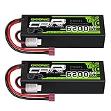 OVONIC 2s Lipo Akku 7,4V 6200mAh 50C mit T Stecker Hardcase Lipo Batterie Zellen für RC Auto Evader Truck Truggy BX Quadcopter Hubschrauber LKW Boot Flugzeug (2 Stück)