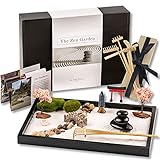 Island Falls Home Zen Garten Set 11x8 Zoll Premium Japanisches Sand Miniatur Geschenk Set. für Haus & Büro, Steine Garden, 6 Werkzeuge, 12 Funktionen, Sand. Zen Meditation Dekoration und Japan Deko
