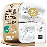 LILENO HOME Premium Winter Bettdecke 135x200 Daunen (90% Daunen / 10% Federn) – Flüsterleise, Wolkenweiche & Dicke Winterdecke 135x200 extra warm – Made in Germany, Oeko-Tex & 60 °C Waschbar