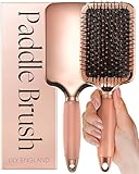 Haarbürste ohne Ziepen - Bürste zum Entwirren - Frauen Geschenk - Paddle Brush - Angenehme Borsten für die Haare & Kopfhaut - Bürste für alle Haartypen (Roségold & Schwarz)