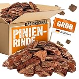 Pinienrinde grob 20-40mm - 125L Pinienmulch - Hochwertiger Rindenmulch farbig aus Mittelmeerkiefer - Dekorativer Rindenmulch Pinie mit angenehmen Duft - Besserer Luft & Wasserhaushalt im Erdreich