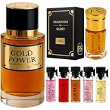 Parfum Gold Power – FRAGRANCES BY SASSO – Luxus-Set – Parfüm-Extrakt 50 ml + Moschus 3 ml + 10 Proben gratis – Geschenkbox für Damen und Herren – Privee Kollektion