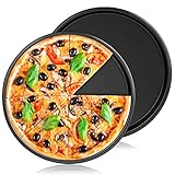 Newellsail Pizzaform Rund Pizza-Pfanne 22cm Durchmesser Pizzablech Karbonstahl Antihaftbeschichtet Pizzabackbleche Käsekuchen Pie Backblech Quiche Backform 2 Stück