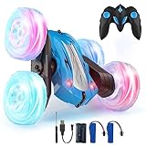 Rodzon Ferngesteuertes Auto 3 4 5 6 7 8 9 Jahre Spiele LED Blinken RC Auto Spielzeug Jungen Weihnachten Geburtstags Geschenke Kinder Toy 360° Flip Car Indoor Outdoor Draußen Sand Strand Garten (Blau)