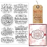 GLOBLELAND Retro Sprüche, Deutsche Transparente Stempel Für DIY Scrapbooking, Vintage Deutsches Emotionales Wort, Silikon Klare Stempel, Transparente Stempel, Siegel Für Karten, Tagebuch, Fotoalbum