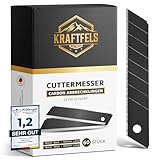 KRAFTFELS 60x Profi Cuttermesser Klingen 18mm - Ersatzklingen Cuttermesser aus hochwertigem Carbonstahl - Klingen Cutter Messer - Gehärtet & ultra scharf - Abbrechklingen für Cutter Messer Schwarz