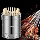 Holzkohlegrills, rauchfreier Grill, tragbarer rauchfreier Grill, Holzkohlegrill mit 28 Spießen und Grillrost, Camping-Grillrost für Gemüse und Fleisch, Kohle (Größe: 20 x Spieße)