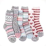 Blu Ninfee Kuschelsocken Damen Flauschige Kuschel Socken 6 Paar, Dicke Weiche Bettsocken Schlafsocken Mädchen, Warm Winter Flauschsocken Kuschelige Socken