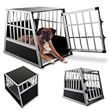 Juskys Alu Hundetransportbox L - 91x66x70 cm - Auto Hundebox robust & pflegeleicht - Gittertür verschließbar - Autotransportbox für Hunde