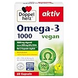 Doppelherz Omega-3 1000 vegan - Hochdosierte Omega-3-Fettsäuren EPA & DHA aus pflanzlichem Algenöl - 60 kleine & vegane Kapseln