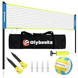 Volleyball-Netz-Set für den Außenbereich, 6,8 m, für Hinterhof, Strand, mit Anti-Aging-Netz, höhenverstellbarer Eisenstangen, weicher PU-Volleyball und Pumpe, Tragetasche, sofortiger Aufbau und