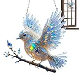 2D Acryl Sonnenfänger Figuren Deko Skulpturen, Kristallblauer Vogel-Kunstornament, Kristallblauvogel-Kunstornament Für Zuhause Kratzfestes Material FürRegal Garten