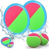 Weokeey Klettballspiel Klettball Strandspielzeug Strandspiele Wasserdicht Ball Klettspiel Wurf Spiel Kinderspielzeug Outdoor Spiele für Draußen Kinder Geschenke für 3 4 5 6 7 Jahren Junge Mädche