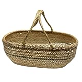 Bambuskorb natürlicher Erntekorb mit großer Kapazität pastoraler gewebter Korb tragbarer Korb mit Griff für Picknick Gartengeschenke Erntekorb