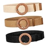 Healeved 3 Stück Geflochtener Gürtel Damengürtel Gürtel Für Kleid Seilgürtel Für Damen Geflochten Flechtgürtel Damen Breiter Elastischer Damengürtel Für Strohgürtel Für Frauen Plastik