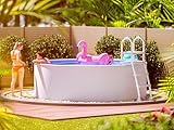 poolomio® Stahlwandpool rund 240 x 90 cm Weiß | Robuster Gartenpool als Aufstellbecken oder Einbaupool | Aufstellpool Komplettset mit Innenfolie 0,4 mm & Skimmer