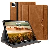 HOLIMET Hülle für iPad Pro 12.9 Zoll 2022/2021/2020/2018 (6./5./4./3. Generation) mit Stifthalter, PU Leder Folio Case Stoßfest mit Tasche und Auto Wake/Sleep Funktion, Multi-Winkel Ständer (Braun)