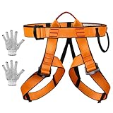 Klettergurt, Universal Absturzsicherung Sicherheitsgurt Taille, Verstellbarer Klettergurt Befestigender Klettergut, Bergsteiger-Klettergurt, Befestigender Klettergurte Für Bergsteigen Klettern(Orange)