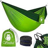 Vivibel Camping Hängematte, Outdoor 2 Personen hängematten 300 KG Traglast 275 * 140 cm, Ultraleicht Atmungsaktiv Hängematte Nylon Fallschirmmaterial Reisehängematte für Outdoor Garten und Strand