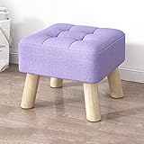 Sitzhocker,Schuhwechselstuhl Relaxhocker Leinen Fußhocker mit Holzfuß Fußstützen für Wohnzimmer Fußhocker für Schlafzimmer Hocker Fußhocker Fußhocker lila - 30x30x34cm