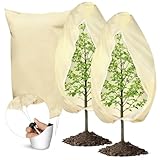 Vankarr 3 Stück Winterschutz für Pflanzen,Winterschutz für kübelpflanzen,Winterschutzs Pflanzen außen,Pflanzenschutz Winter mit Reißverschluss Zugband 180X120 cm,Beige