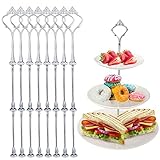 Vordas Etageren Stangen Set, 8 Set Silber Etagere Stangen, Etageren Stangen 2 Bis 3 Etage für Hochzeitstorte Tortenhalter Torten Etagere Tortenständer