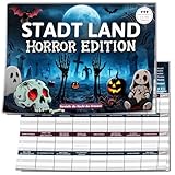 Stadt Land Horror Edition, Gruselig Halloween Party Spiele, Deutsch Activity Spiel ab 12 Jahre Kinder, 2025 Adventskalender Mitgebsel Erwachsene, Familienspiele Kartenspiel