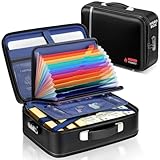 Ytonet Hartschalen Feuerfeste Dokumentenbox mit Tragbare A4 Dokumententasche, 5200℉ Dokumentenbox Feuerfest Wasserdicht mit Schloss, Akten Organizer Box mit 15,6 Zoll Laptopfach für Zuhause und Büro