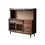 BNUTFRDD Aufbewahrungsschränke Schwarzer Nussbaum-Esszimmer-Küchenbar-Seitenschrank, Wohnwand-Aufbewahrungsmöbel, Eingangstisch im japanischen Stil, Hoteldekoration Barschrank(140x45x140cm)