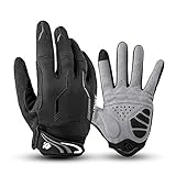 I Kua Fly Vollfinger Fahrradhandschuhe Männer Touchscreen Kompatibel MTB Handschuhe mit Gel für Herren Damen (Schwarz, XL)