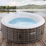 Arebos Aufblasbarer Whirlpool | In- & Outdoor | ⌀ 180 cm | 4 Personen | 100 Massagedüsen | mit Heizung | 800 Liter | Inkl. Abdeckung | Bubble Spa & Wellness Massage