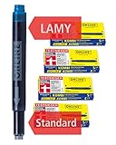 ONLINE 20x kompatible LAMY Patronen blau, auch für Pelikan, Stabilo etc., Universal Tintenpatronen, Füller Patronen, löschbar, für Füllhalter & Tintenroller, Vorteilspack Kombi Patrone königsblau