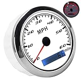 Mph Geschwindigkeitsmesser, Gps-Tachometer 60Mph 0 999999 Meile 60 Mph Für Marineboot Tachometer Gps-Geschwindigkeitsmesser For Overhead-Videogeräte Auto Lkw(Weiß)