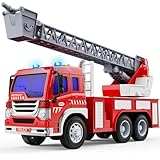 GizmoVine Feuerwehrauto Groß, Feuerwehr Auto Spielzeug mit Drehleiter, Sound und Licht, Große Spielzeugauto, Fire Truck Fahrzeuge, Geschenke für Jungen, Kinder Löschfahrzeug ab 3 4 5 6 7 8 Jahre