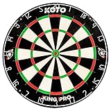 KOTO - King Pro Dartscheibe (Offizielle Turniermaße) Afrikanische Sisal & Borsten Dartscheibe, Inkl. Slim Wire Technologie, Klammer & Klammerfrei