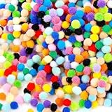 Pompons zum Basteln, 500 Stück 10mm Bunt Mini Pom Poms für Kinder und Erwachsene DIY Kreative Handwerk Partydekoration, Girlanden, Quasten, Haarschmuck, Kleidung